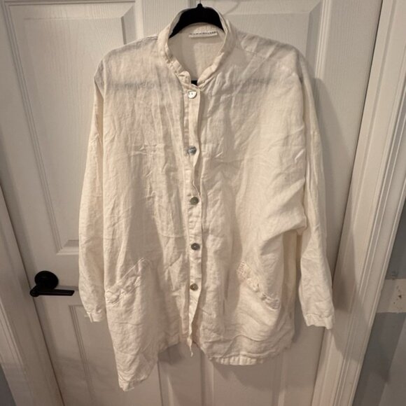 Bryn Walker Daunta Jacket Womens Large 100% Linen Boxy Lagenlook Oversized - Picture 2 of 10